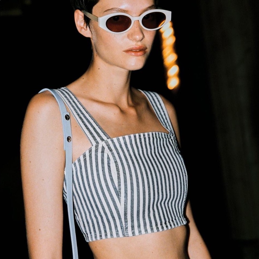ZARA - Women’s Striped Denim Crop Top - BRAND NEW WITH TAG! NEVER WORN BEFORE